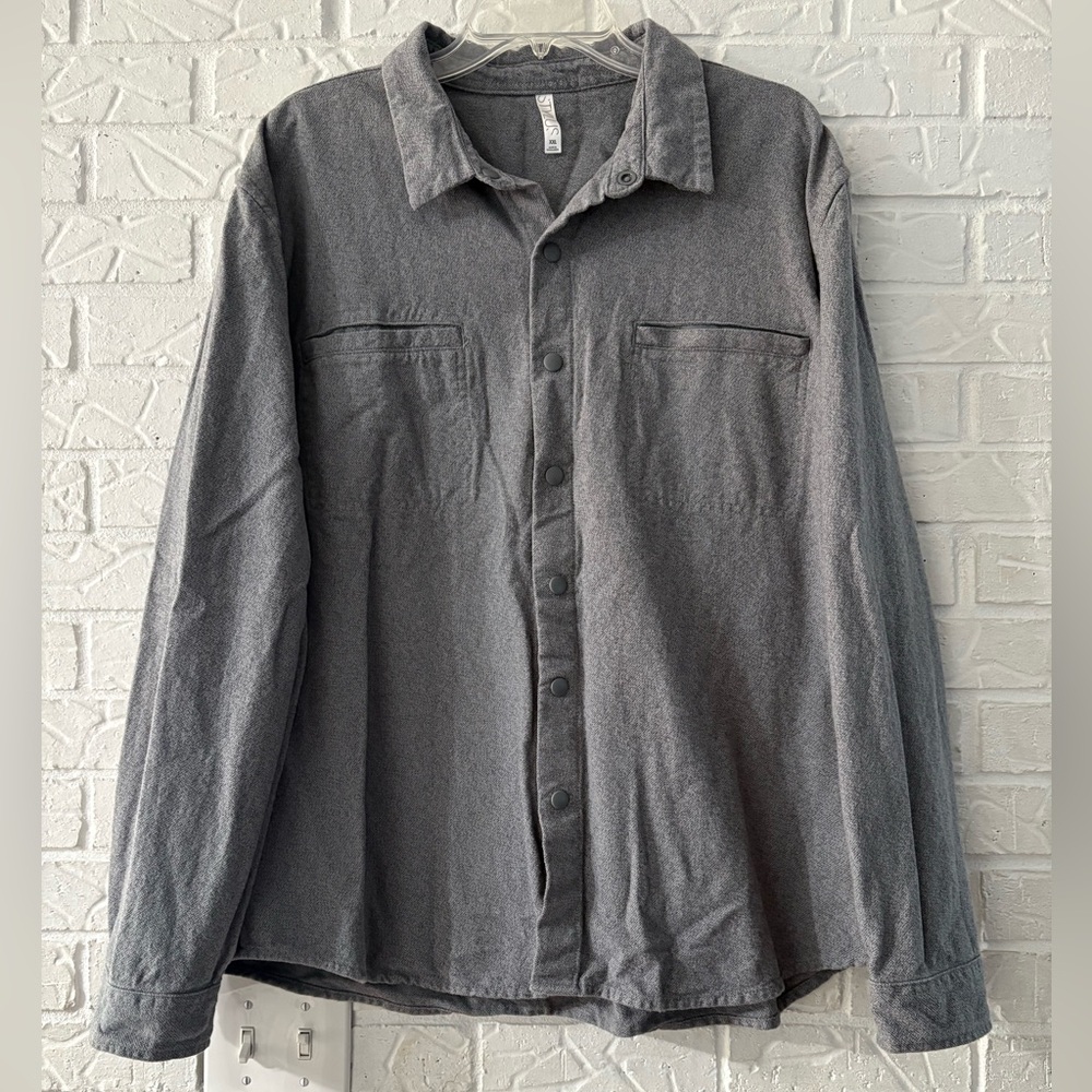 Gray Snap-Up Shirt Zip Pocket XXL